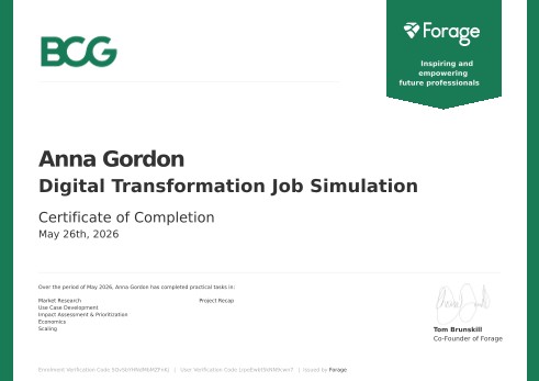 Digital Transformation  certificate from Boston Consulting Group · Forage
